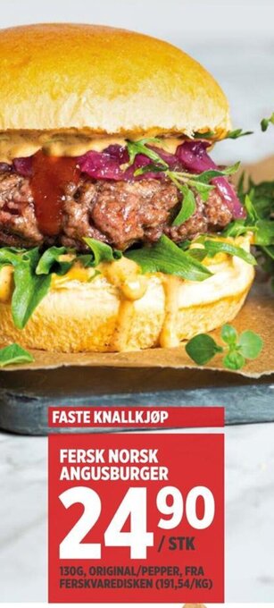 Meny FERSK NORSK ANGUSBURGER tilbud