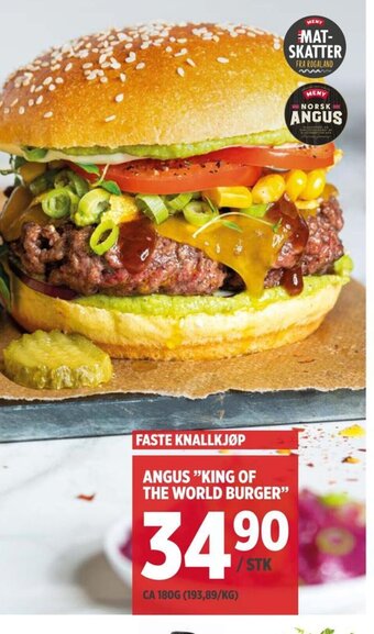 Meny ANGUS "KING OF THE WORLD BURGER" tilbud