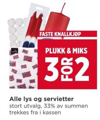 Meny Alle lys og servietter tilbud