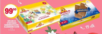 Coop Extra DIPLOM-IS STOR PAKKE SANDWICH 15 STK/ KLASSIKERE 12 STK tilbud