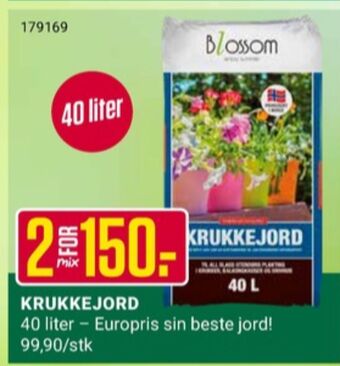 Europris Blossom plantejord tilbud