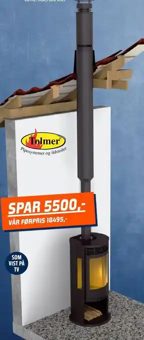 Obs Bygg Tolmer stålpipe vision 3,5 m for papp/shingel tak tilbud