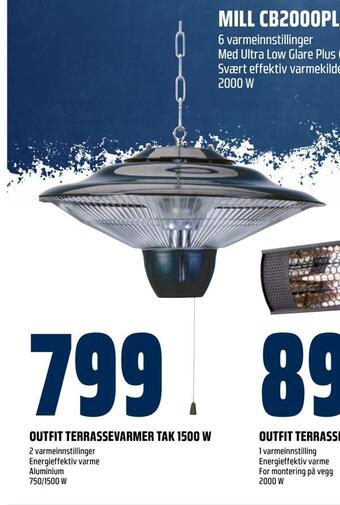 Obs Bygg Outfit terrassevarmer tak 1500 w tilbud