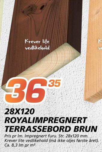 Coop Byggmix 28x120 royalimpregnert terrassebord brun tilbud