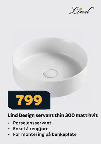 Megaflis Lind design servant thin 300 matt hvit tilbud