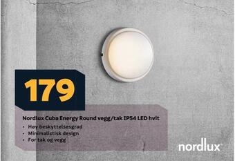 Megaflis Nordlux cuba energy round vegg/tak ip54 led hvit tilbud