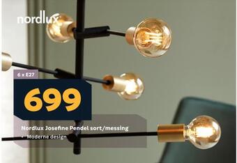Megaflis Nordlux josefine pendel sort/messing tilbud