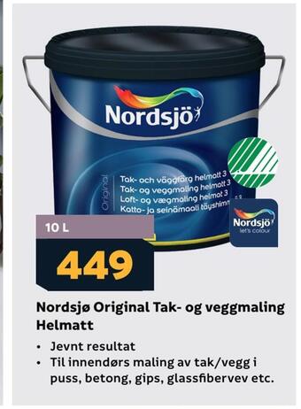 Megaflis Nordsjø original tak- og veggmaling helmatt tilbud