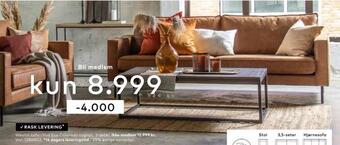 Skeidar Westin sofa i hud eco colorado cognac tilbud