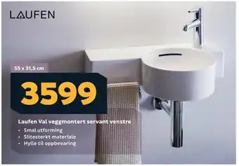 Megaflis Laufen val veggmontert servant venstre tilbud