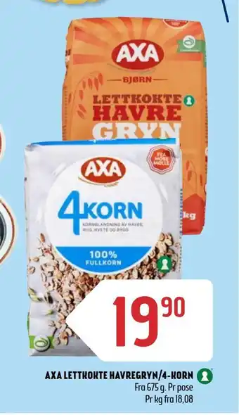 Coop Prix Axa lettkokte havregryn/4-korn tilbud