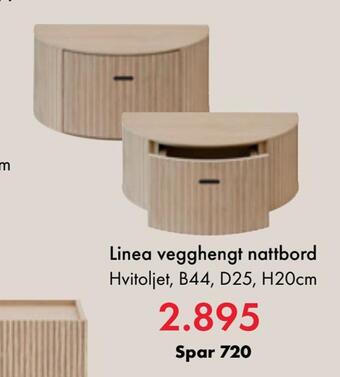 Fagmøbler Linea vegghengt nattbord tilbud