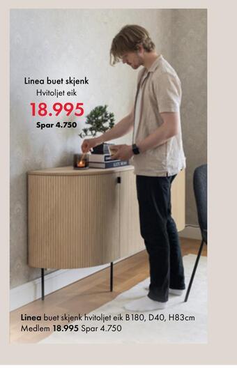 Fagmøbler Linea buet skjenk tilbud
