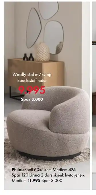 Fagmøbler Woolly stol m/sving tilbud