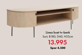 Fagmøbler Linea buet tv-benk tilbud