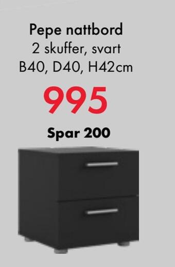 Fagmøbler Pepe nattbord tilbud