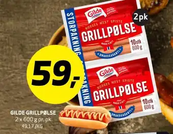 Bunnpris GILDE GRILLPØLSE 2 x 600 g tilbud