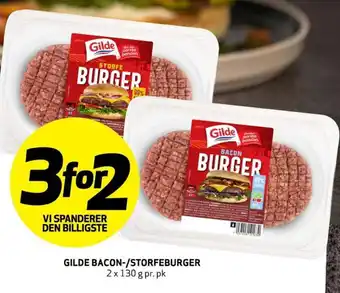 Bunnpris GILDE BACON-/STORFEBURGER 2x 130 g pr. pk tilbud