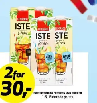 Bunnpris ISTE SITRON OG FERSKEN M/U SUKKER 1.5 l tilbud