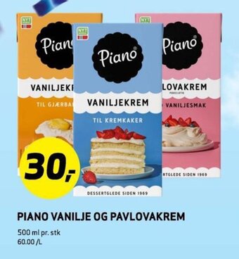 Bunnpris PIANO VANILJE OG PAVLOVAKREM tilbud