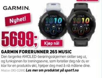 Sport 1 GARMIN FORERUNNER 265 MUSIC tilbud