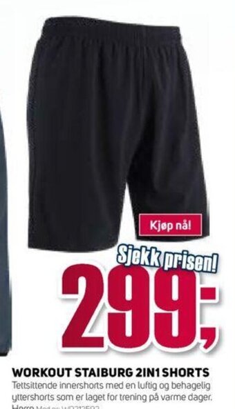 Sport 1 WORKOUT STAIBURG 2IN1 SHORTS tilbud