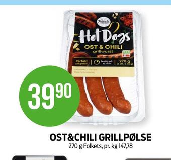 Kiwi Ost&chili grillpølse tilbud