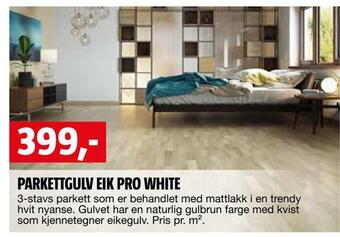 Bauhaus Parkettgulv eik pro white tilbud