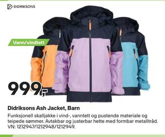 XXL Sport Didriksons ash jacket, barn tilbud