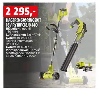 Bauhaus Hagerengjøringskit 18v ry18pc18jb-140 tilbud