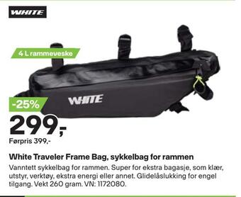 XXL Sport White traveler frame bag, sykkelbag for rammen tilbud