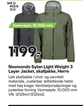 XXL Sport Neomondo sylan light weight 3 layer jacket, skalljakke, herre tilbud
