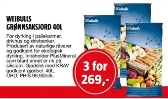 Bauhaus Weibulls grønnsaksjord 40l tilbud