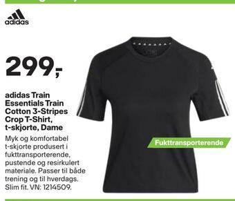XXL Sport Adidas train essentials train cotton 3-stripes crop t-shirt, t-skjorte, dame tilbud