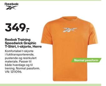 XXL Sport Reebok training speedwick graphic t-shirt, t-skjorte, herre tilbud