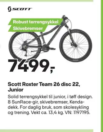 XXL Sport Scott roxter team 26 disc 22, junior tilbud