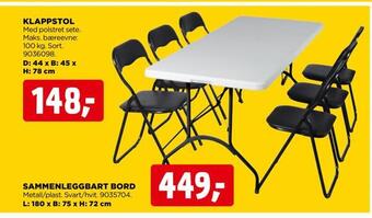 jem & fix Sammenleggbart bord tilbud