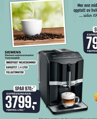 Skousen Siemens espressomaskin tilbud