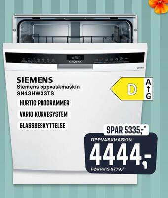 Skousen Siemens oppvaskmaskin sn43hw33ts tilbud