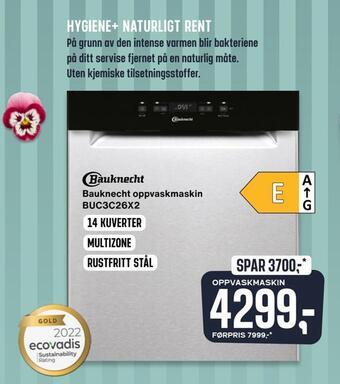 Skousen Bauknecht oppvaskmaskin buc3c26x2 tilbud