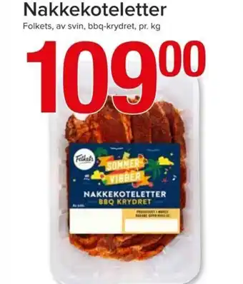 Spar Nakkekoteletter Folkets, av svin, bbq-krydret, pr. kg tilbud