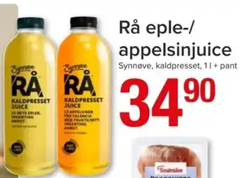 Spar Rå eple-/ appelsinjuice Synnøve, kaldpresset, 11 + pant tilbud