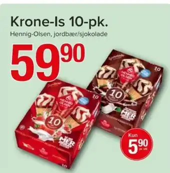 Spar Krone-Is 10-pk. Hennig-Olsen, jordbær/sjokolade tilbud