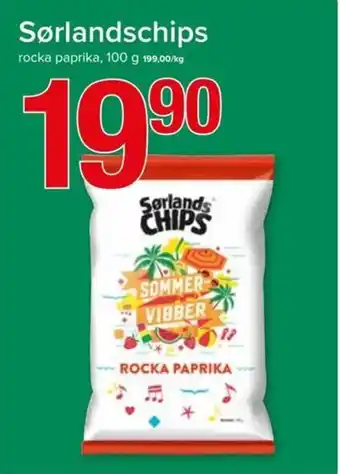Spar Sørlandschips rocka paprika, 100 g tilbud