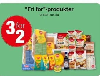 Spar "Fri for"-produkter et stort utvalg tilbud