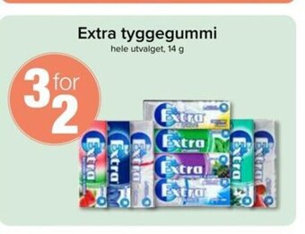 Spar Extra tyggegummi hele utvalget, 14 g tilbud