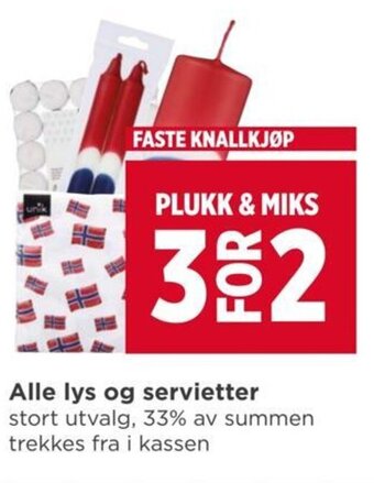 Meny Alle lys og servietter tilbud