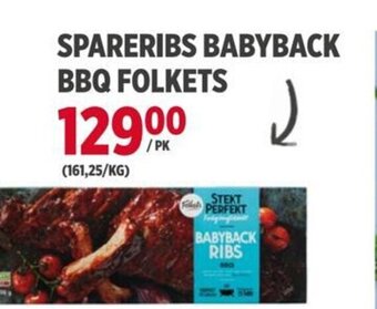 Meny SPARERIBS BABYBACK BBQ FOLKETS tilbud