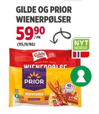 Meny GILDE OG PRIOR WIENERPØLSER tilbud