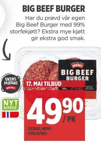 Meny BIG BEEF BURGER tilbud